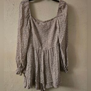 Altar'd State Long Sleeve Dress - Cream and Brown